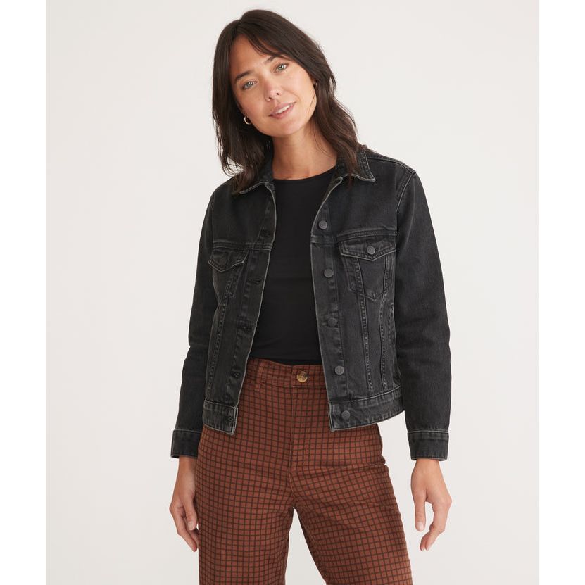 Washed Black Oversized Denim Jacket | Vida Voyager